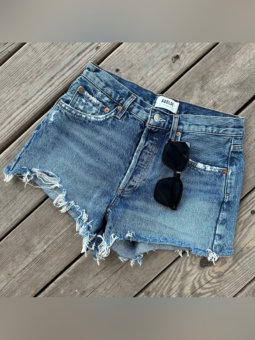 Agolde Parker Jean Short Distressed Ripped Cut Frayed 26